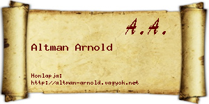 Altman Arnold névjegykártya